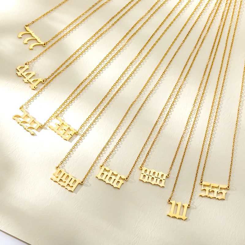 444 666 777 Angel Number Necklace Devil Angel 999 222 111 Necklace For Women Collares Chain Stainless Steel Minimst JewelryC250407