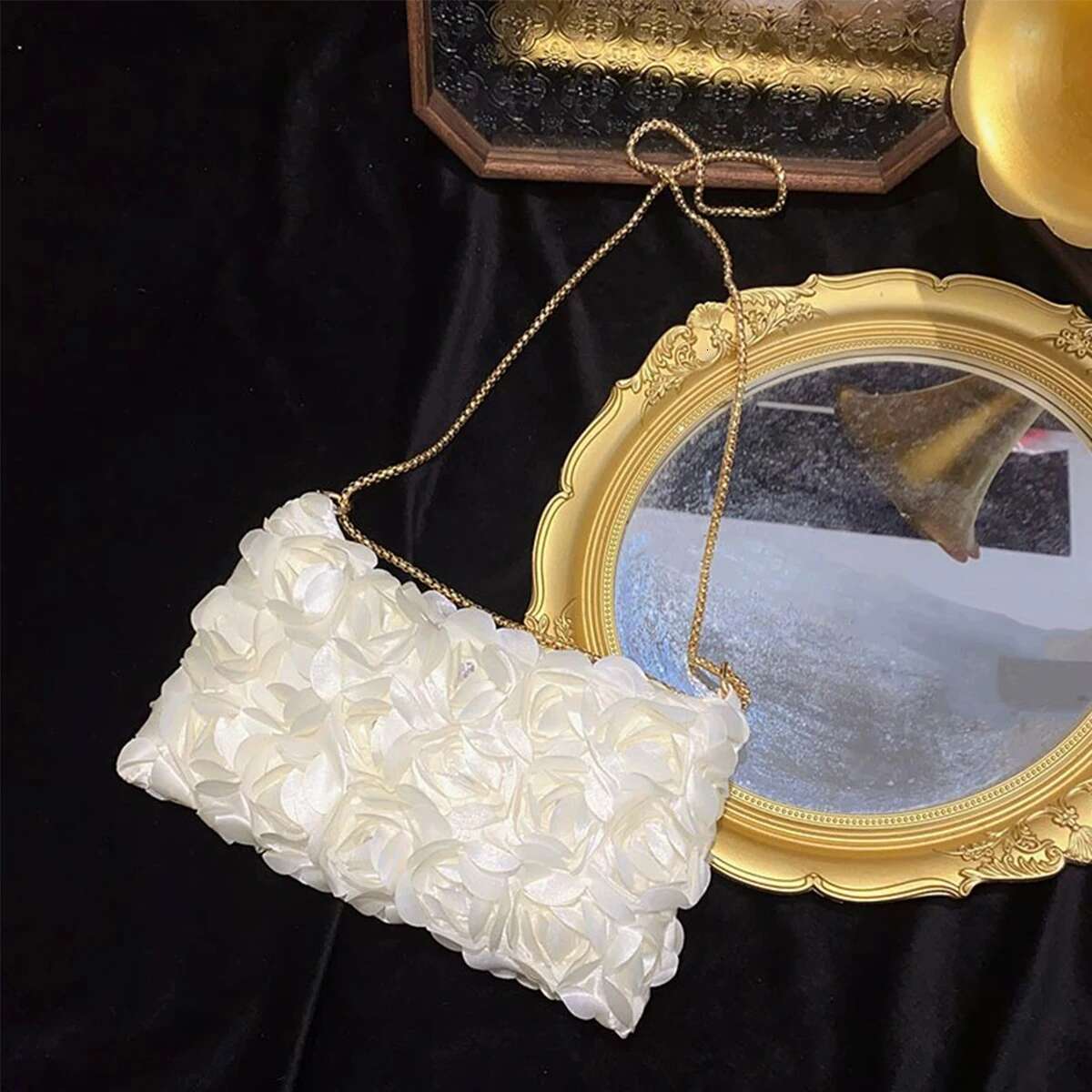 Lite Design Rose Wer Sequined Cotton Chain Zipper Pendant Bag The Underarm Area For Women s Evening Banquet MJN