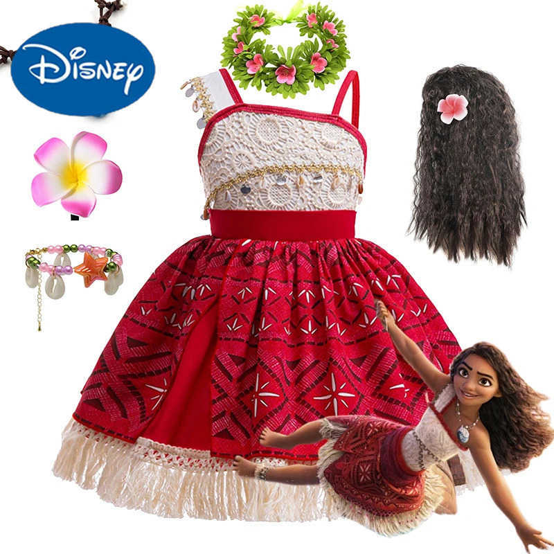 Disney Moana 2 Girls Princess Dress 2024 Girls Party Dress Vaiana Role Playing Dress with Tassel Shell Decoration Dress X250408