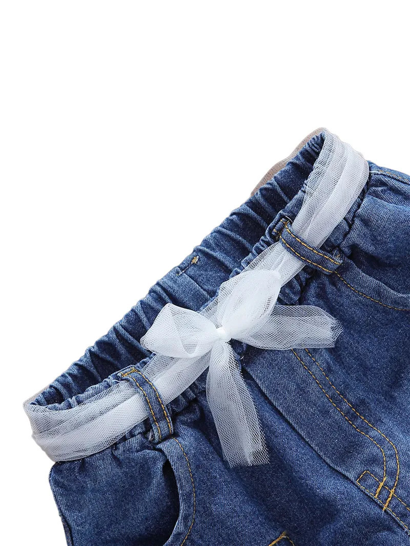 1-6years Baby Girls Denim Casual Outfit Sets Sleeveless Leopard Print Denim Top Leopard Print Denim Shorts Suits Girls 250407