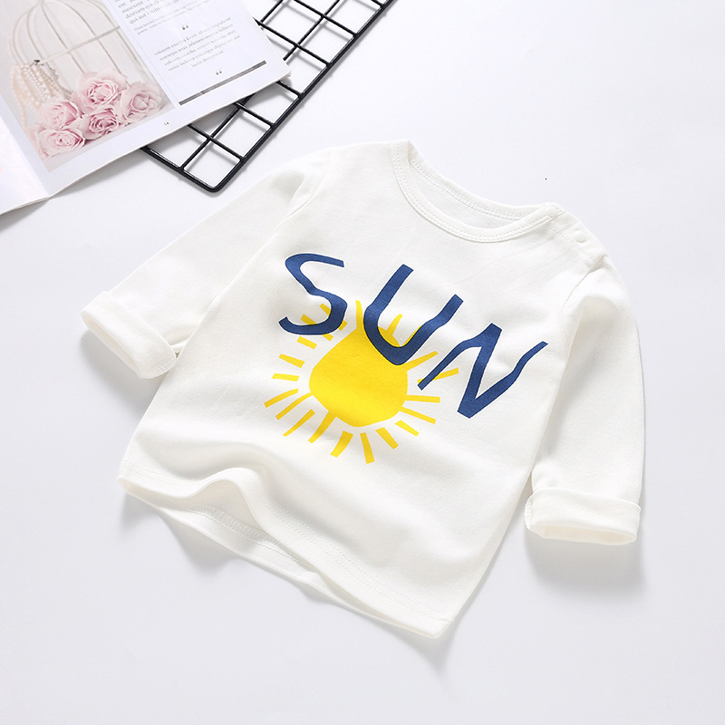 Ddmyshoesvip Baby Long Sleeved Pure Cotton T Shirt And Autumn White Base Shirt Top Thin Spring Baby Clothes