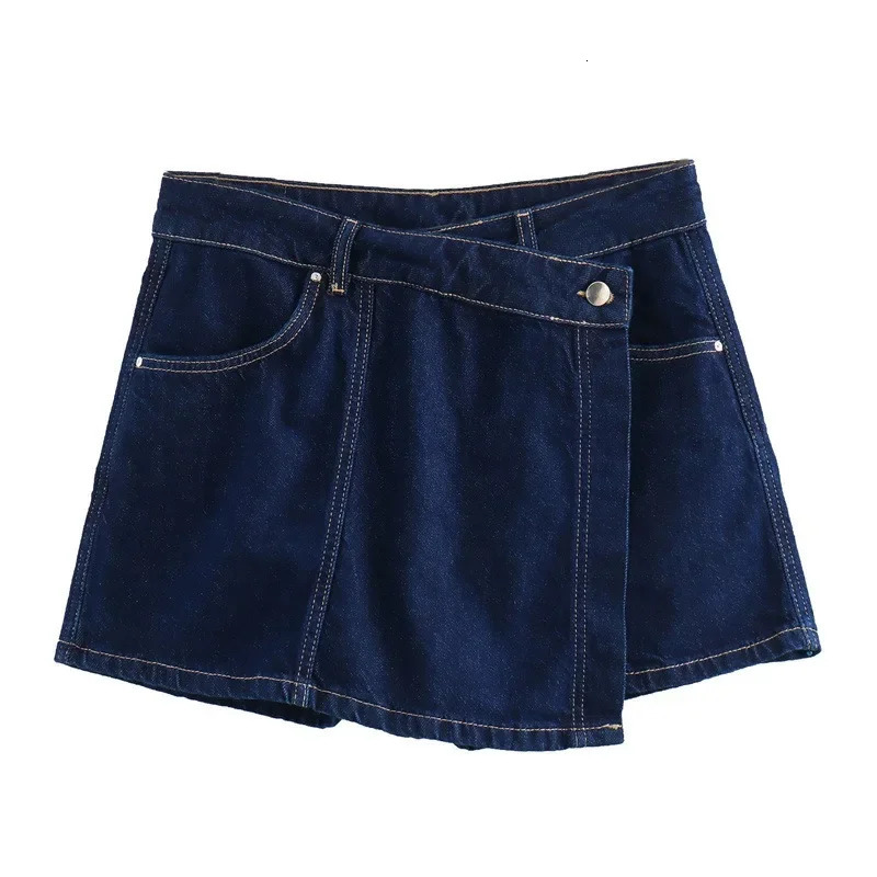 25 Summer Womens Short Denim Shirt Fashion Double breasted Denim Skirt and Pants Set European and American Womens Clothing 250408