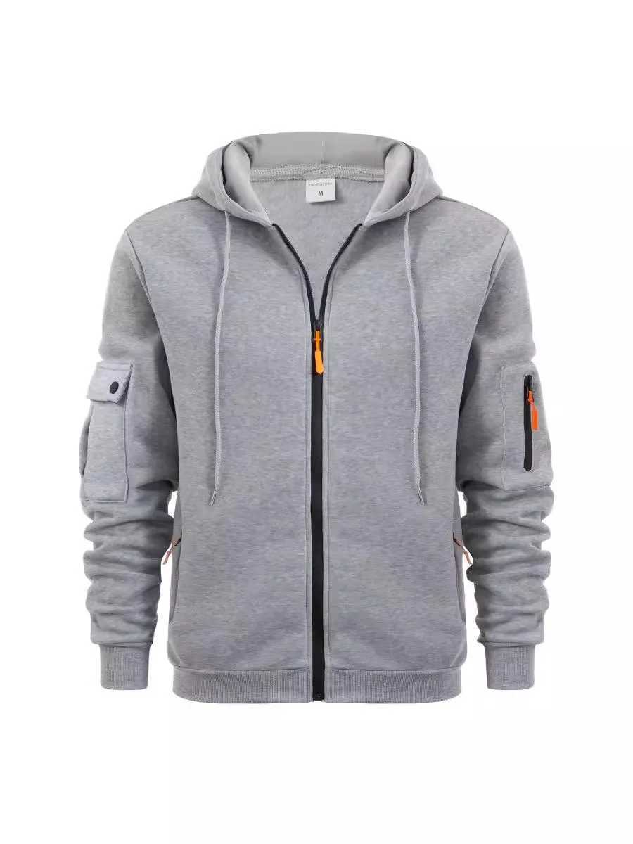 Mens Hoodie 2025 Spring/Summer Zipper Arm Pocket Cardigan Mens Sports Casual Zipper Hoodie Coat W250408