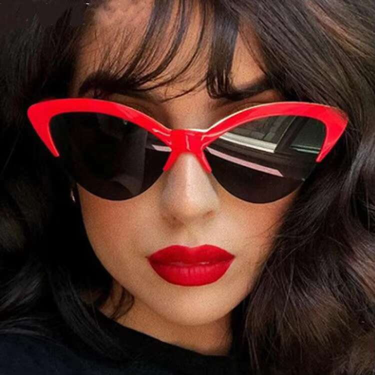 Half Frame Leopard Triangle Cateye Women Square Shades Ladies Uv400 Sunglasses