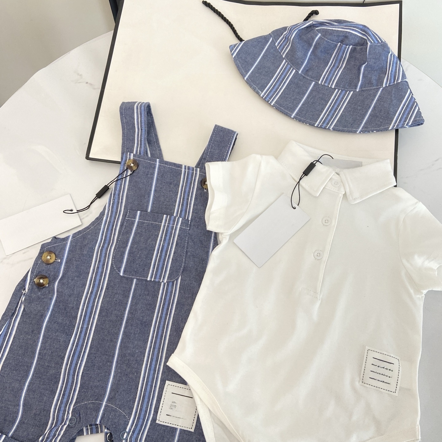 Baby kids summer clothing sets British style toddlers polo lapel short sleeve romper with Newborn cotton outfits S3552