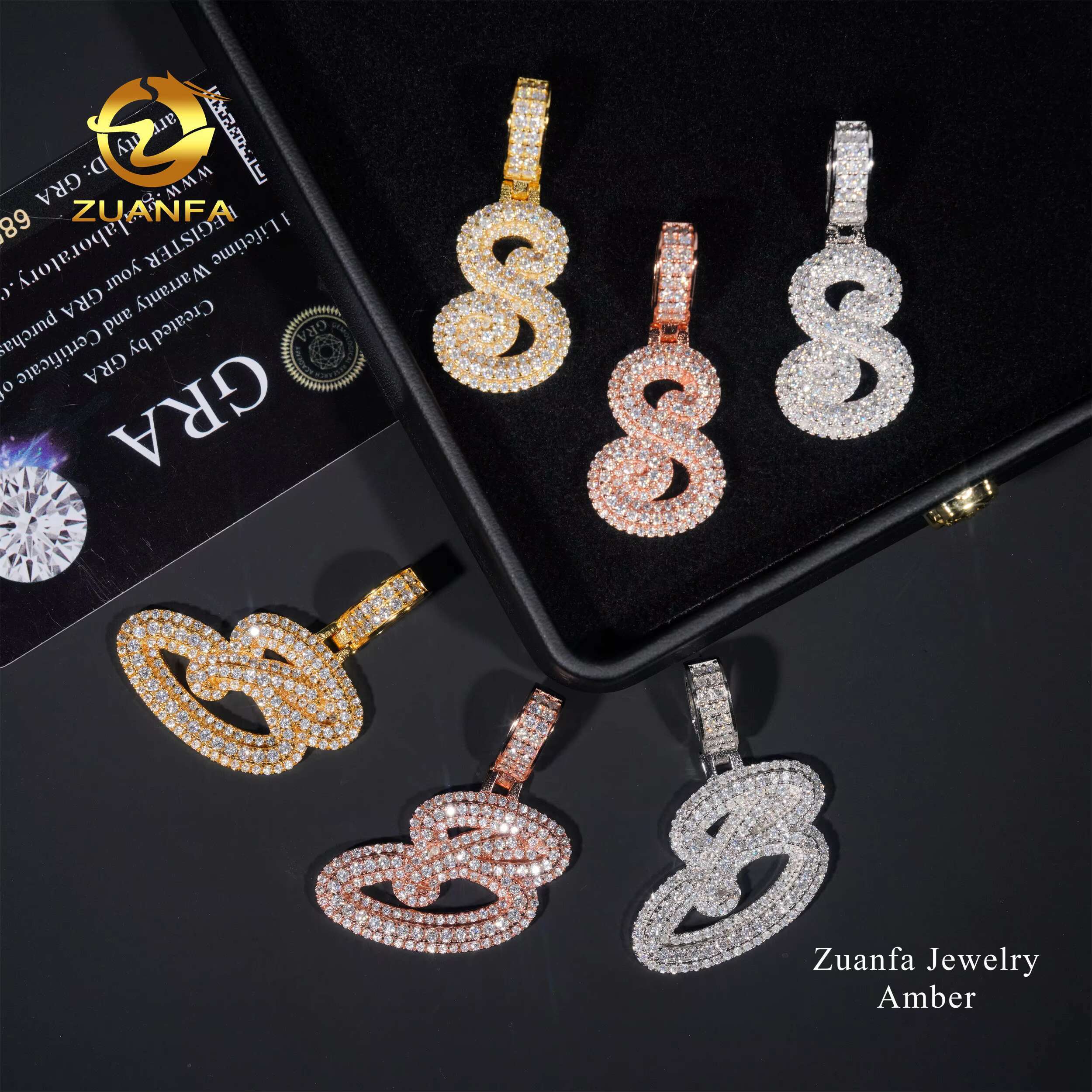 Wholesale Price Hip Hop Jewelry Women Men Necklace Vvs Moissanite Diamond Iced Out White Gold Plated Moissanite Letter Pendant