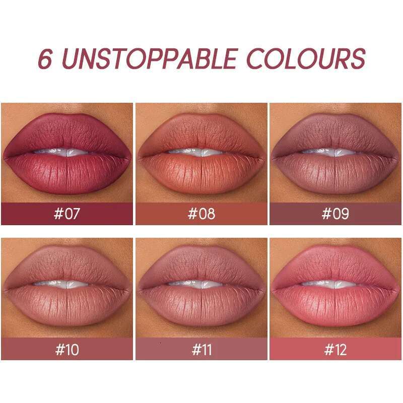 12 Colors Matte Nude Lipstick&Lip Set Waterproof Longlasting Er High Pigmented Slim Lip Sick Lips Makeup