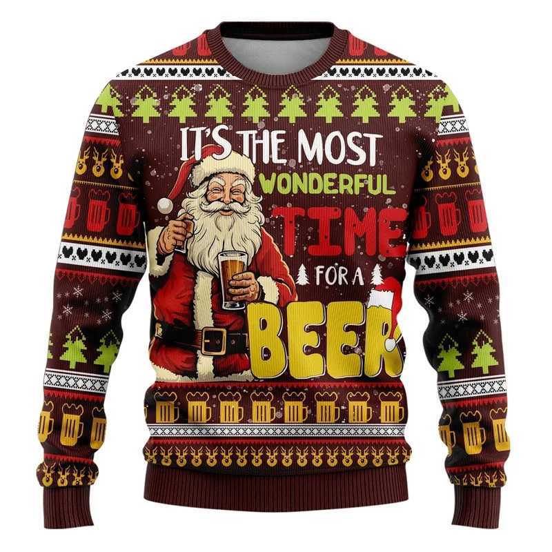 Mens Santa Ugly Christmas Jumper Sweatshirts Funny Unisex Long Slve Pullover Casual Party Sweatshirt Mens Hoodies S251110