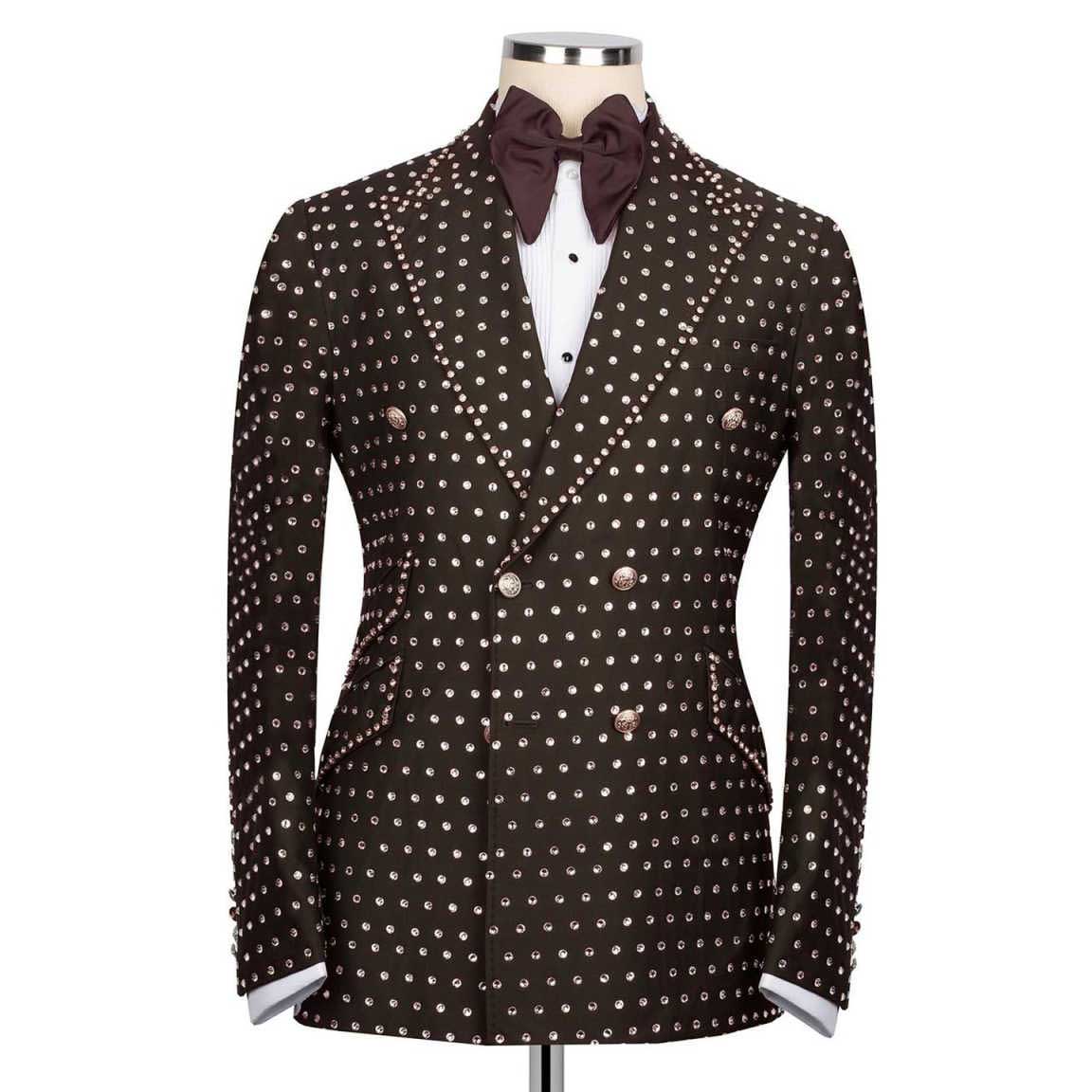 Fashion Show Wedding Men's Suit Crystal Men Suit Party Suit 2-PCS Coat Pant Tailor-Made Groom Groomsman Formal Occasions Size Customized M251518