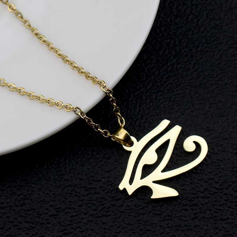 Ancient Egypt Symbol Necklace Vintage Egyptian Pharaoh Eye of Horus Pendant Necklaces for Women Fashion Stainless Steel JewelryC250407