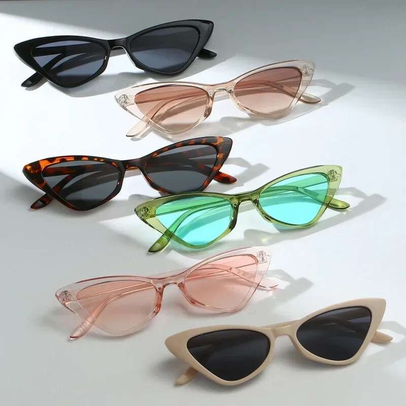 Fashion Women's Cat Eye Sunglasses Triangle Vintage Design UV400 Sun Glasses Unisex Classic Small Outdoor Goggle Shades