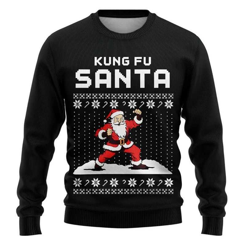 Mens Santa Ugly Christmas Jumper Sweatshirts Funny Unisex Long Slve Pullover Casual Party Sweatshirt Mens Hoodies S251110