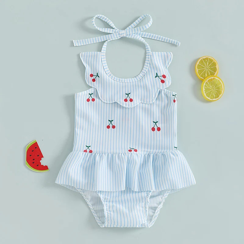 0-3Years Toddler Baby Girl Swimsuit PlaidFloral Print Sleeveless Slips Romper Dress Bathing Suit Kid Ruffled Beachwear Swimwear 250407