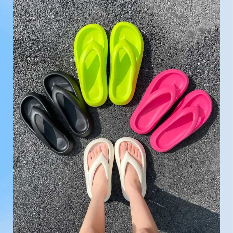 Womens summer thick bottomed flip board 2025 new height increases anti slip beach sandals for outdoor wearXJ250407