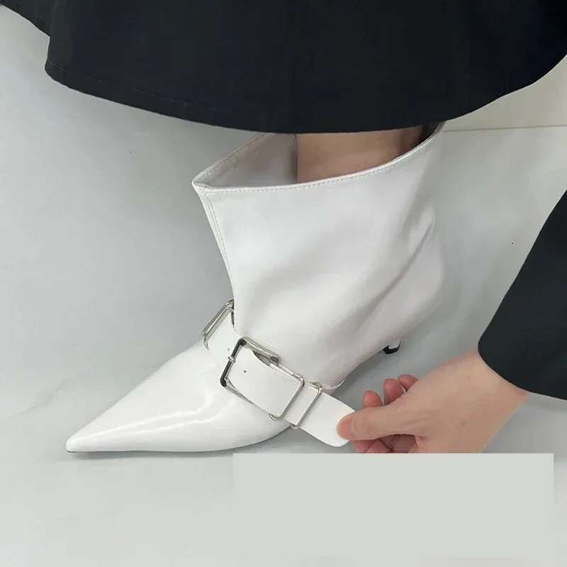 Pointed Toe Women Ankle Leather Fashion Heels Shoes Designer Trend New Boots Winter Sexy Pumps Atillas De Mujer