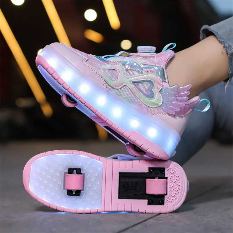 Walking shoes girls shoes will shine ice skating shoes new outdoor running roller skates fashionable childrens sports shoes breathable mesh shoes W250