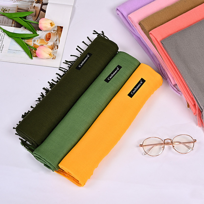 K336 2024 autumn and winter new solid color imitation cashmere scarf medium and long warm outer wear Japanese and Korean sweet fashion tassel scarf