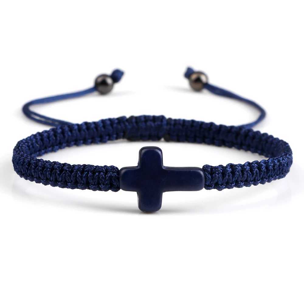 Hand Woven Jesus Cross Bracelet For Men Wen Black Thread Braided Lucky Bracelet Fashion Couple Bracelet Friendship JewelryC250408