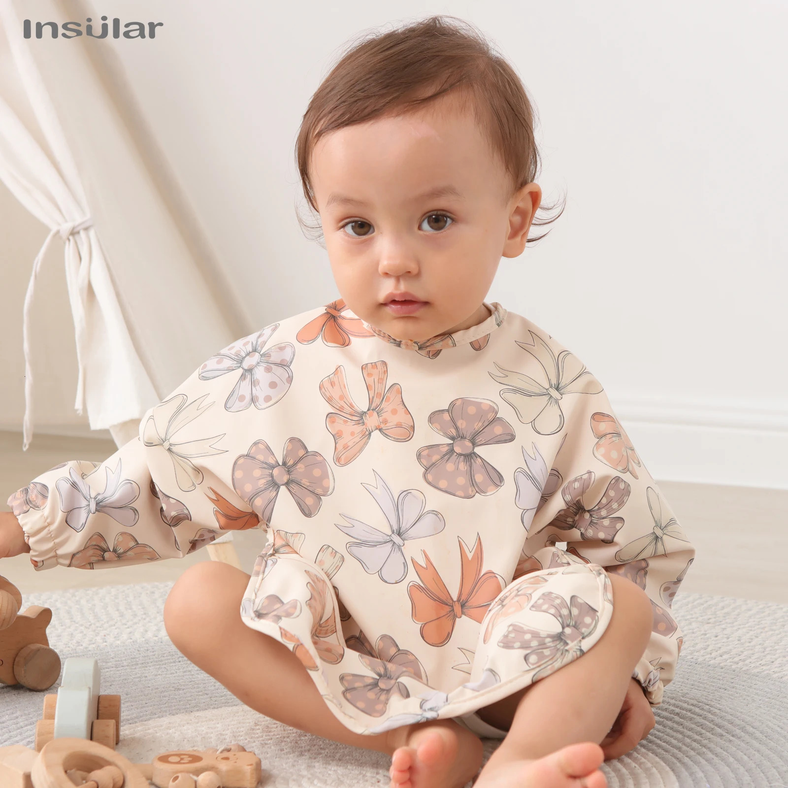 Children Feeding Aprons Long sleeve Baby bib with Pocket Full Cover Baby Bibs with Pocket waterproof long sleeve bibs 250408
