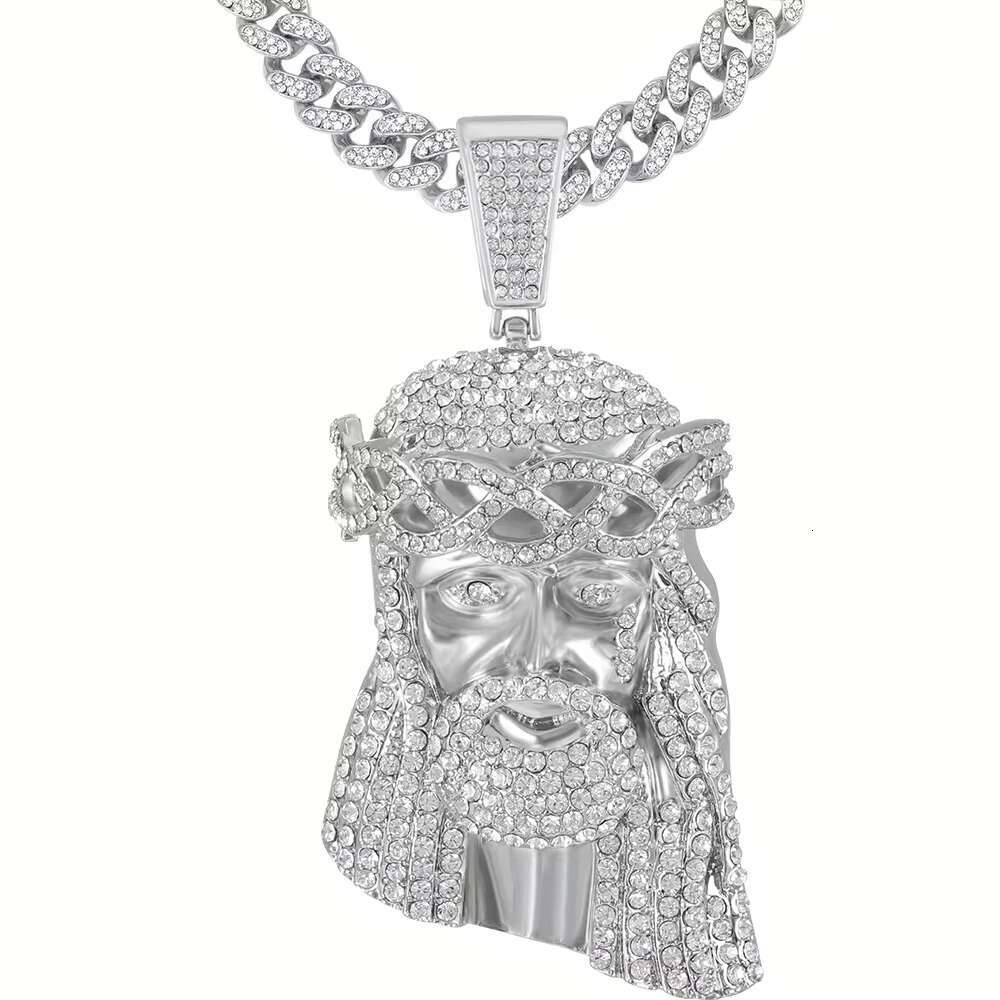 Iced Cuban Chain Tiger Men's Shiny Crystal Animal Pendant Necklace Punk Jewelry Hip Hop