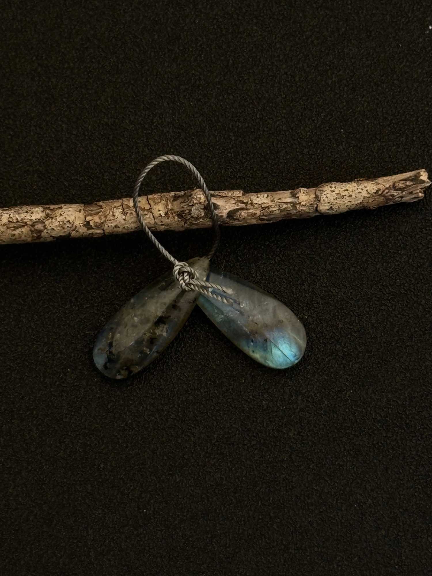 Natural Stone Labradorite Water Drop Earrings - DIY Handmade Jewelry 25104mm 3gC250407