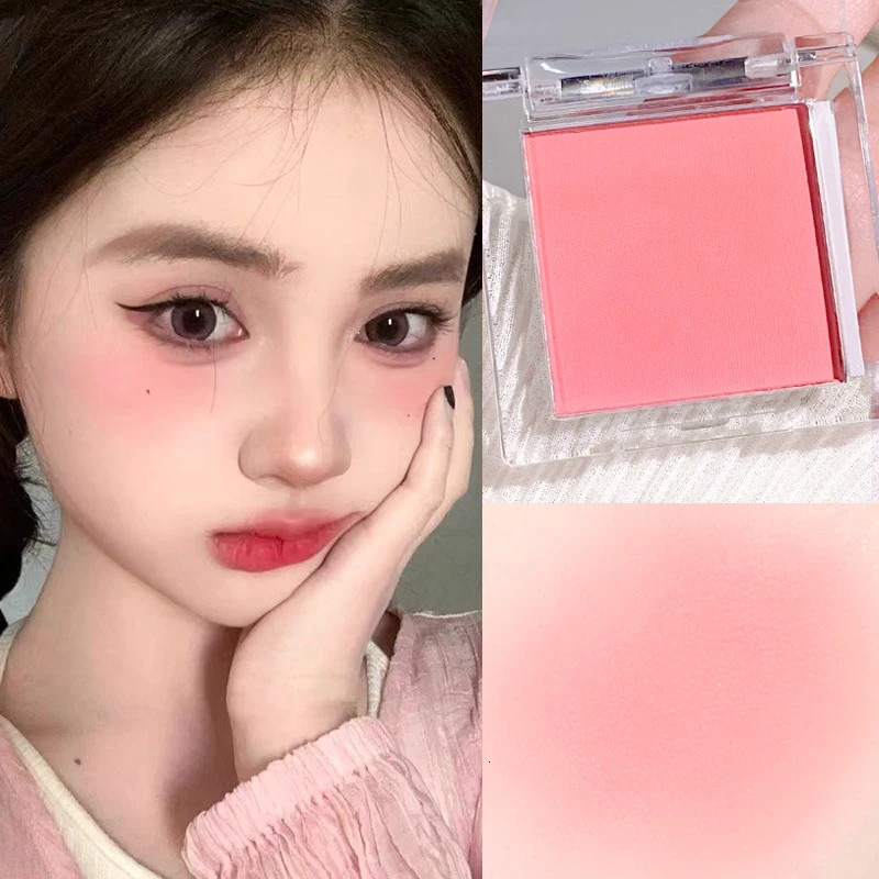 Six color monochrome powder blusher matte makeup highlight young natural peach pink blue purple 250325