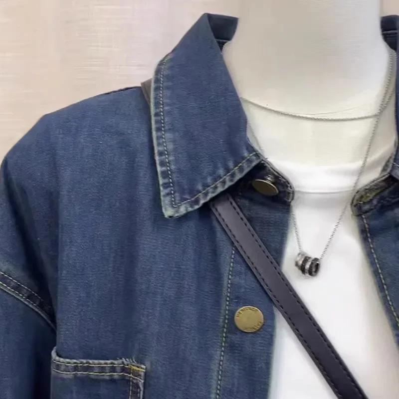 Early Autumn Style Korean Vintage Casual Single-Breasted Denim Shirt Jacket High-Waisted Skirt 2-Piece Set For Women 250408