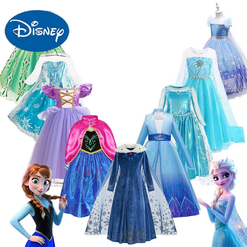 Disney Baby Princess Dress Girls Elsa Anna Birthday Costume Kids Cosplay Evening Long Sleeve Clothes Snow Queen Wedding Fantasy X250408