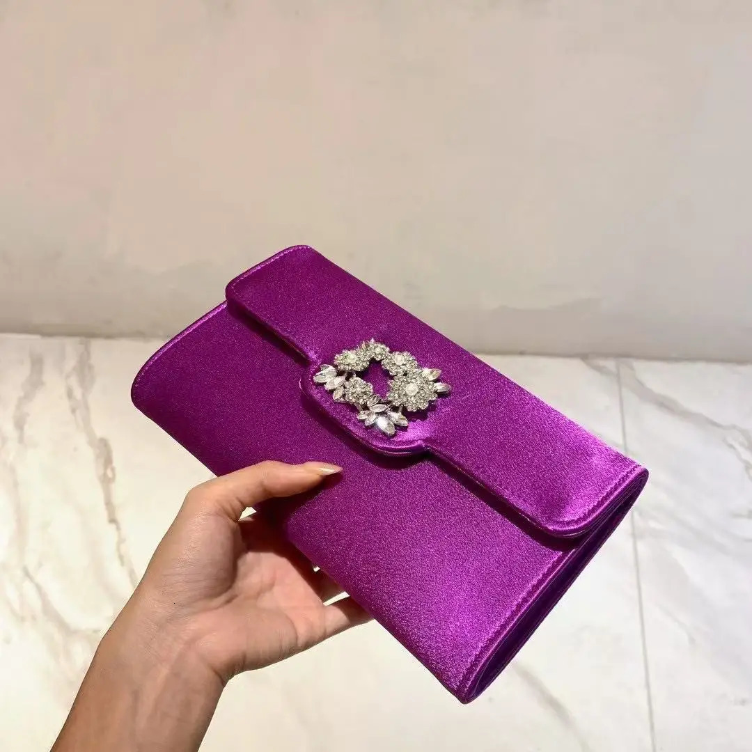 Fashion Satin Clutch Purse Women Handbag Glitter Diamond Evening Bag Wedding Party Banquet Bag Shoulder Bag 251107