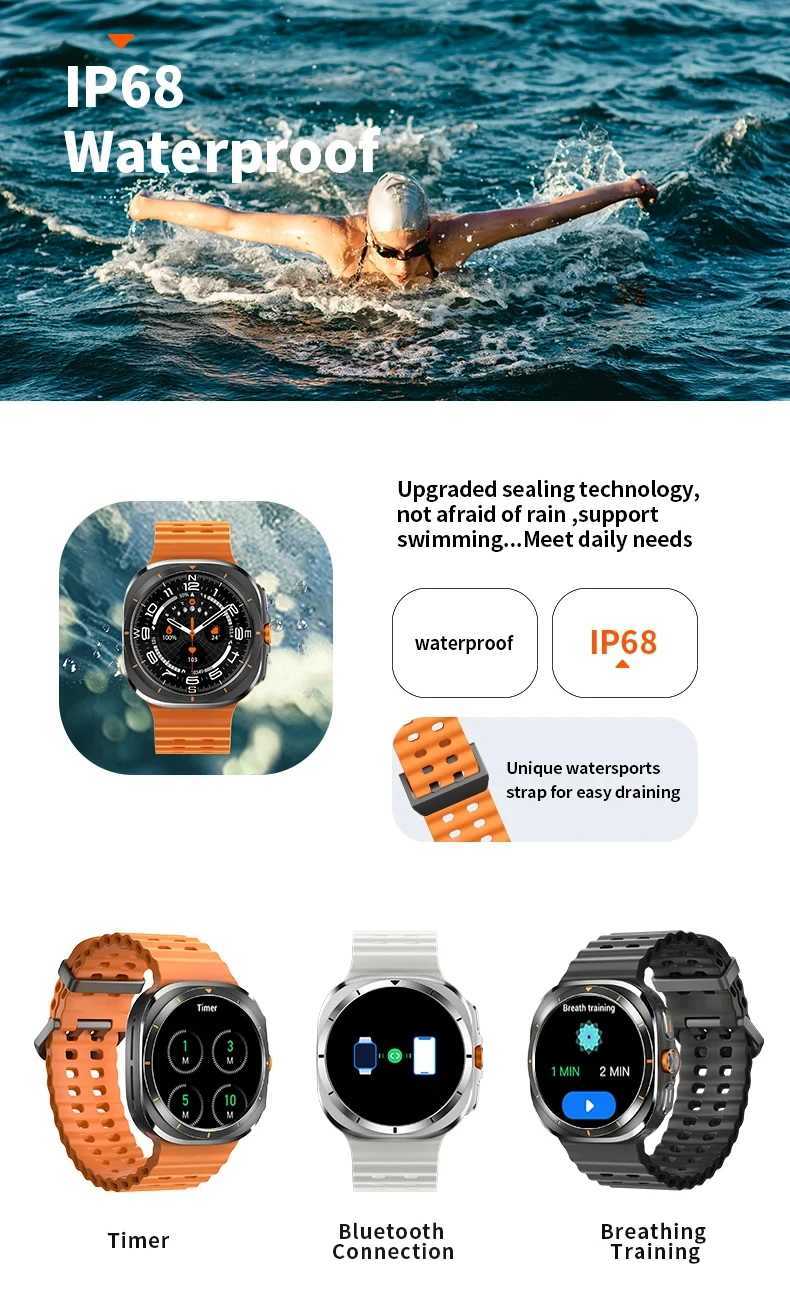 New GPS Watch 7 Ultra 47mm Smart Watch IP68 Waterproof Tooth Call Compass Mens Smart Watch 1.43-inch AMOLED Sn SpO2XJ250408