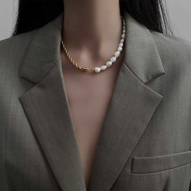 Yangliujia The Baroque Natural Pearl Necklace Bohemian Fashion Temperament Simple Chain Clavicle Women Jewelry Gift AccessoriesC250407