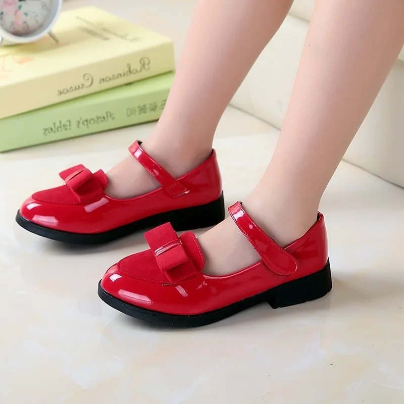Children Synthetic Leather Mary Jane Little Girl Princess Shoes Soft Soled Bow Single Shoes 250407