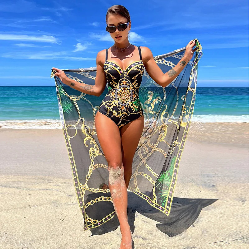 2024 twopiece womens bikini set with floral print shoulder strap swimsuit Brazilian Biquini 250408