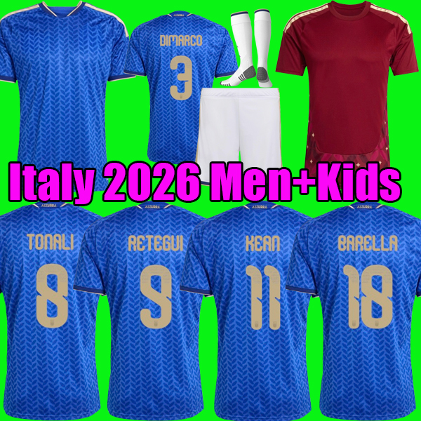 S-4XL Italy 2026 soccer jerseys TONALI BARELLA DIMARCO BASTONI 25 26 KEAN CALAFIORI GATTI DI LORENZO Top football kit shirts men kids sets uniforms maglie da calcio