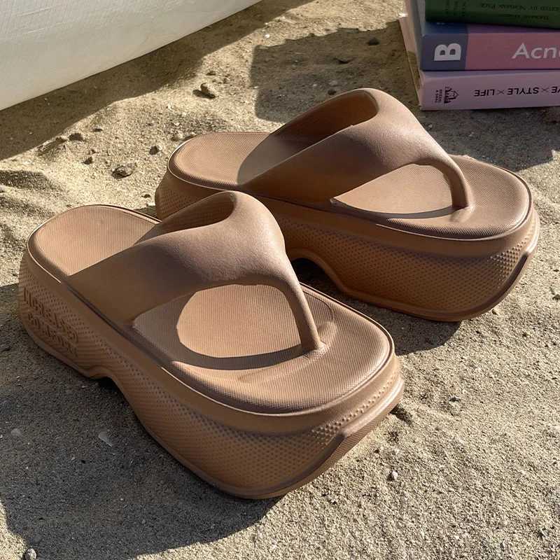 Womens platform sandals womens flip EVA high heels sandals womens Fi beach slides outdoor soft high heels cloud slidesXJ250407