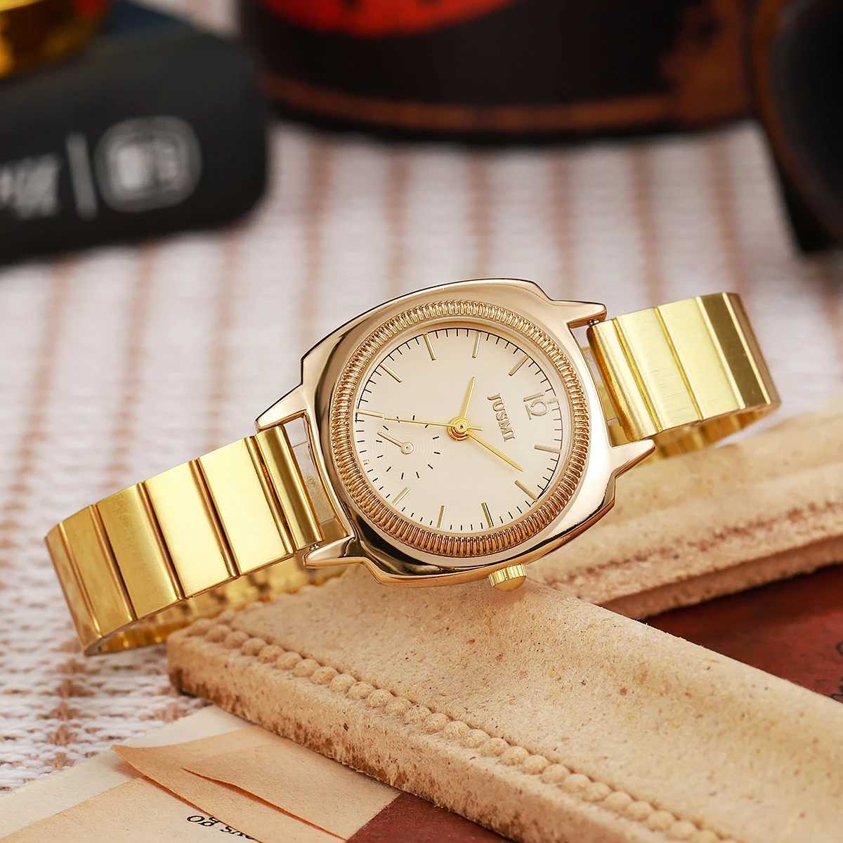Ladies new simple round steel strap quartz watch fashionable and universal birthday giftT250408