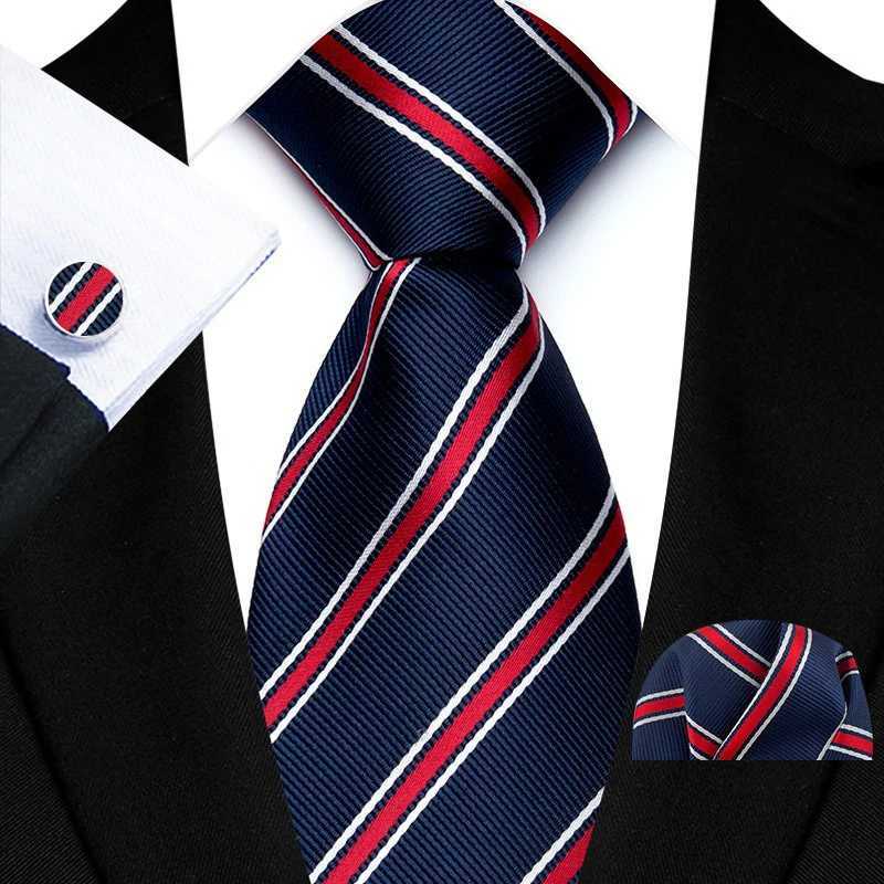 Business Mens Tie Luxury Striped 8cm NeckTie Pocket Square Cufflinks Set For Men Formal Fashion Wedding High Quality Gravata X250407