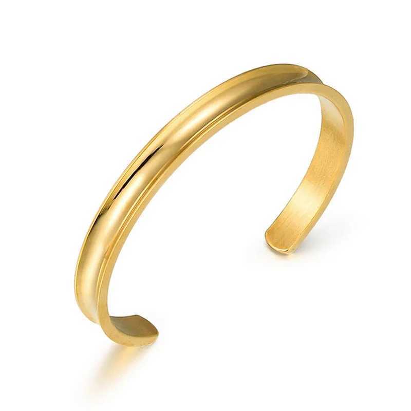 Stainless Steel Hair Band Bracelet C-Shaped Open Concave Arc Groove Rubber Band Gold Silver Color Titanium Steel Cuff BangleC250411
