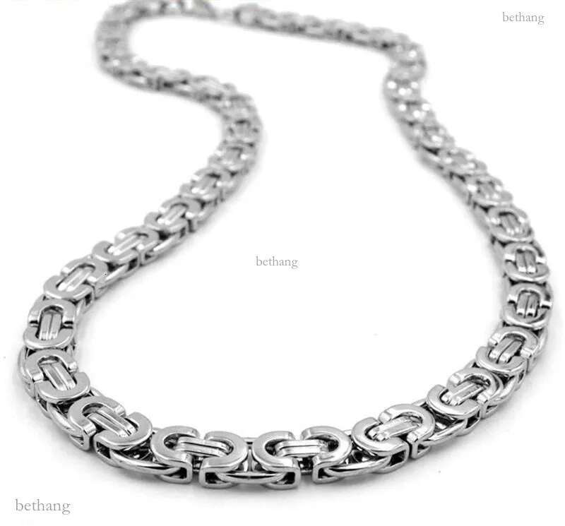 Fashion Thick Silver Necklaces Stainless Steel Necklace Unisex Byzantine Link Silver Chain Men Women Silver Coarse Necklaces Lover Gift