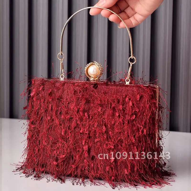 Bury Shoulder Tassels Designer Handbag 2023 Top Quality Pearl Buckle Women Evening Bag Tote Crossbody Party Purse