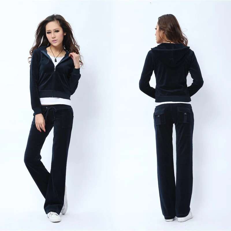Women's Veet Tracksuit Outfits Sporty Sweatshirts And Sweatpants 2 Piece Sets Solid Casual Sports Suit Jogger Workout Clothing