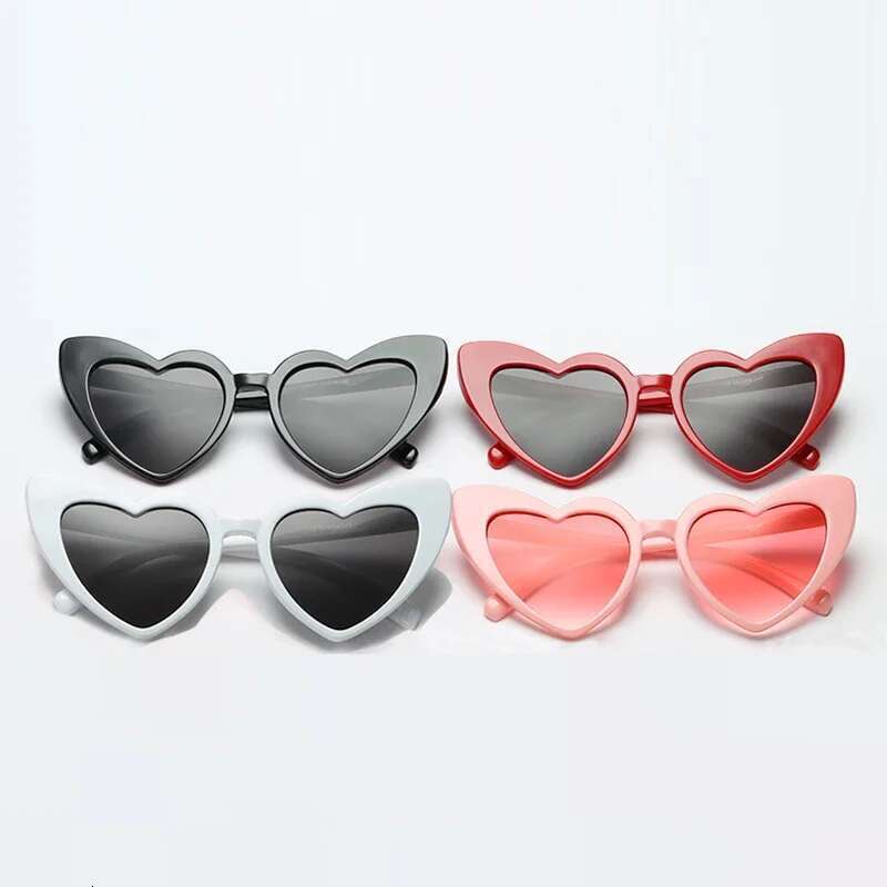 Heart Shaped Sunglasses Women Cat Eye Female Sun Glasses Brand Retro Love Black White Men Shade UV400 Eyewear