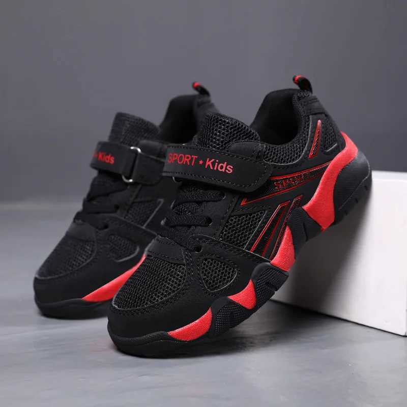 Childrens sports shoes boys shoes 2023 new fashion childrens shoes 6-12 years black mesh comfortable casual sports boys tennis shoes W250407