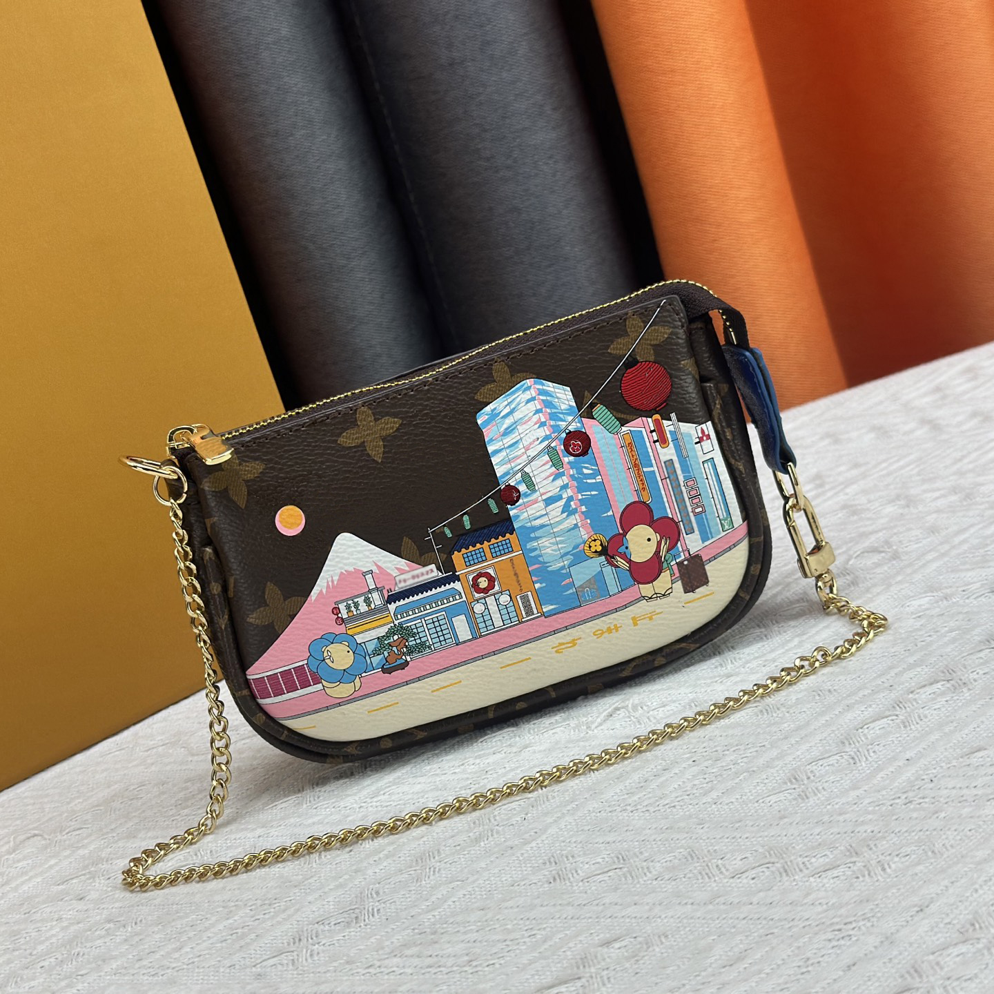 25FW M58009 Pochette Crossbody For Christmas Men Women Luxurys Designers Bags Totes Handbag Snow Show Petula Wallet Messenger Purse pouch With Gold Chain 15.5cm