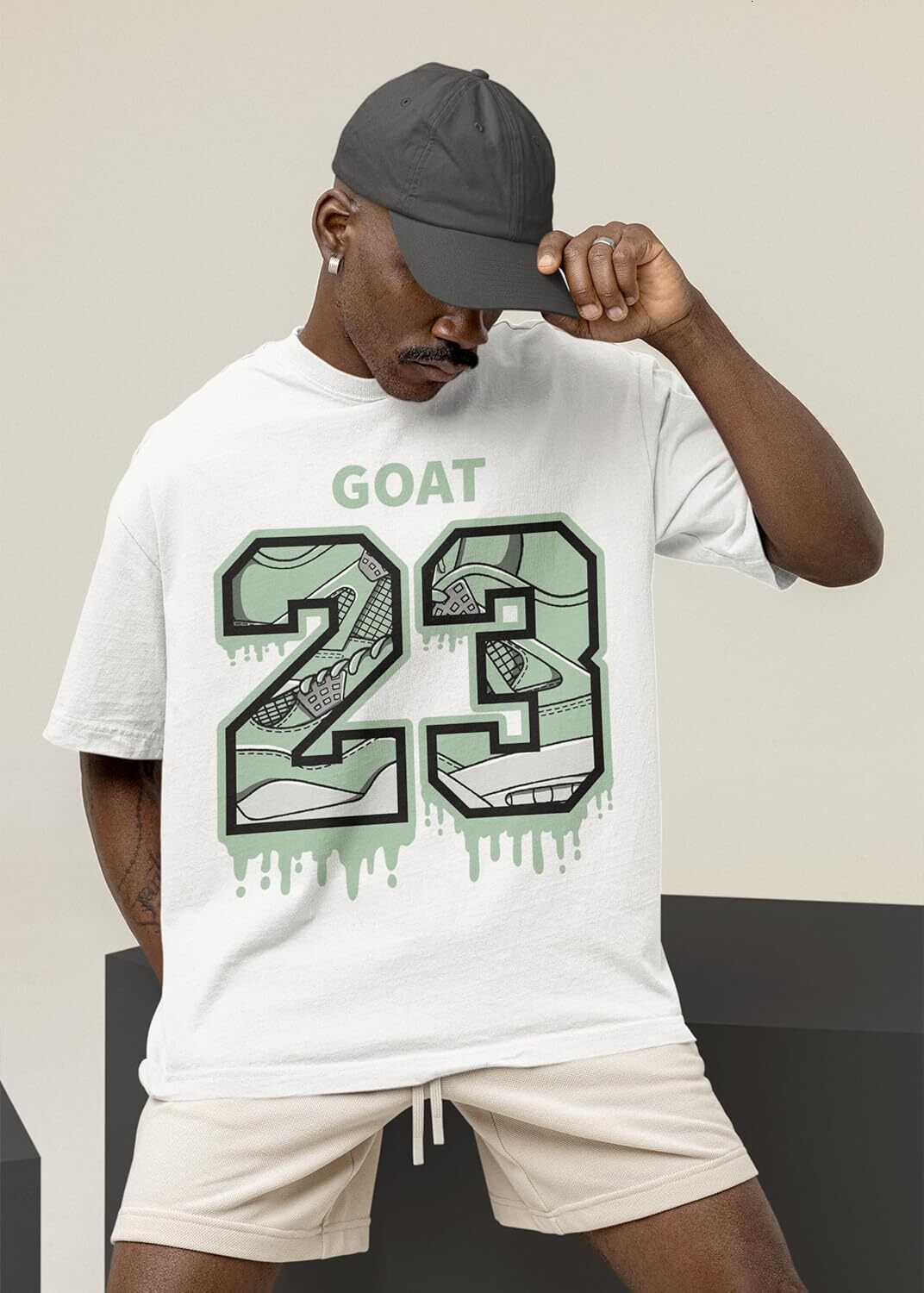 T shirt for Mens AJ 4 Abundance 4s Seafoam Shirt, Number 23 Goat, Shirts Match Sneakers 2D Sneaker Graphic Tee Casual Tops Clothes Short sleeve