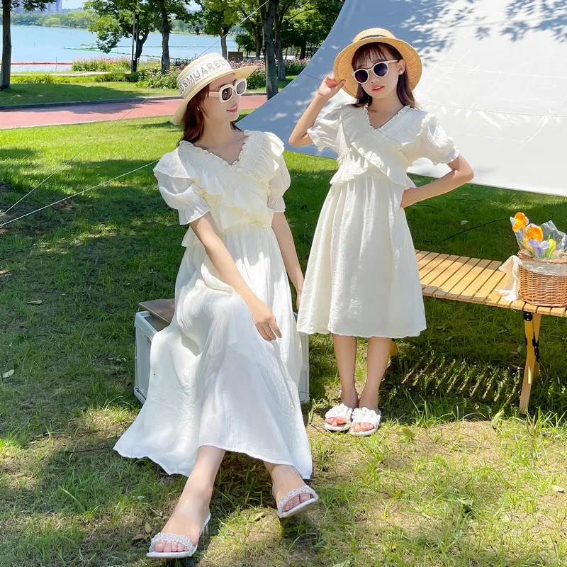 Same Mom and Daughter Dresses Mother and Baby Girls Matching Summer Dress Mommy and Me Clothing Parents and Children Clothes 250407