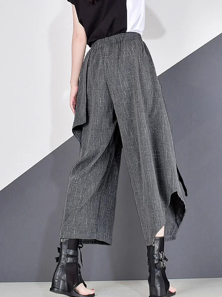 XITAO High Waist Patchwork Hit Color Pants Womens Summer Autumn Fashion Elastic Casual Wide Leg XJ4619 250407