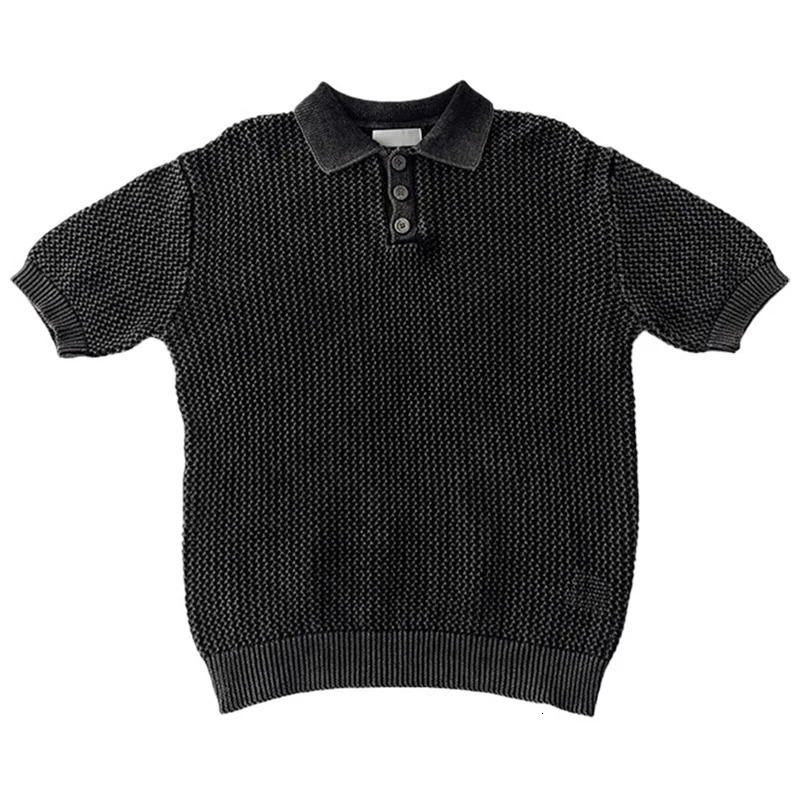 Sexy See Through Hollow Out Polo Shirts Mens Short Sleeve Button Lapel Casual Mesh Polo Shirt Fashionable Men Knitted Mesh Tops 250407
