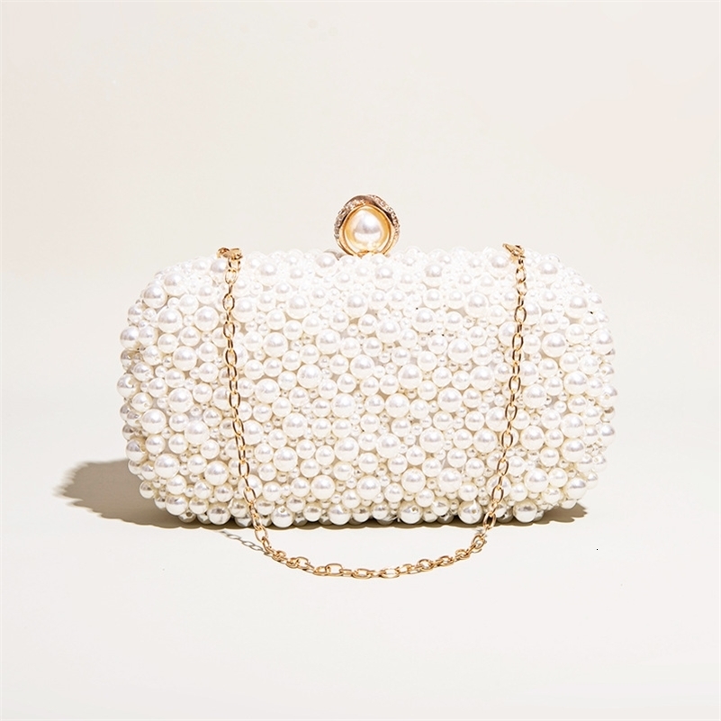 Womens Pearl Clutch Bag Crystal Evening Wedding with Chain Handbag er Party Wallet 250320