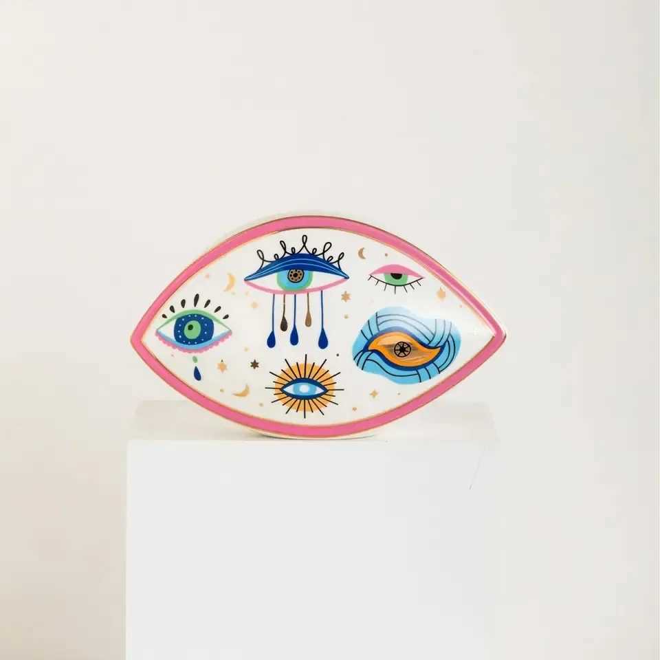 Creative Ceramic Art Home Decoration Trkiye Blue Evil Eye Sculpture Devils Eye Statue Moroccan Style Desktop Decoration X250408